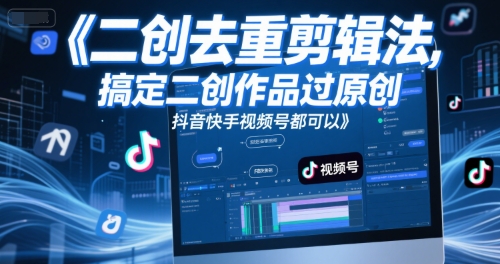 短视频二创去重剪辑法,搞定二创作品过原创,抖音快手视频号都可以