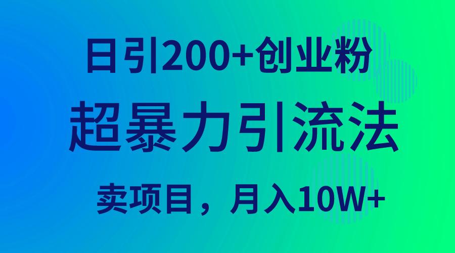 (9654期)超暴力引流法，日引200+创业粉，卖项目月入10W+