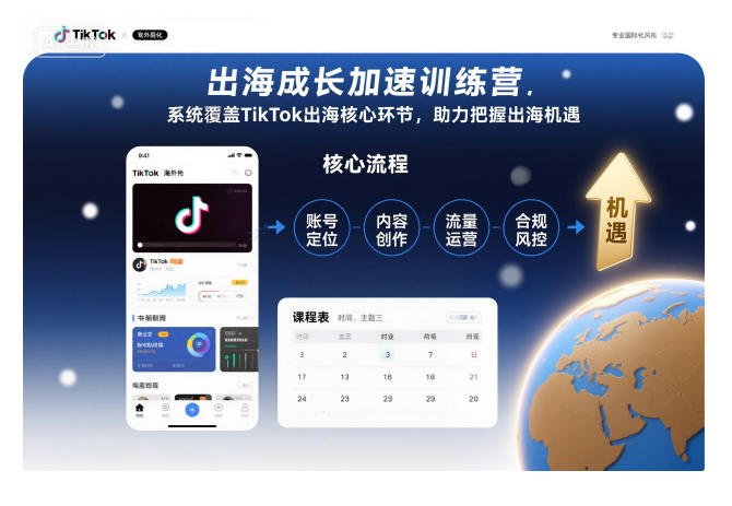 出海成长加速训练营,系统覆盖TikTok出海核心环节,助力把握出海机遇(更新)