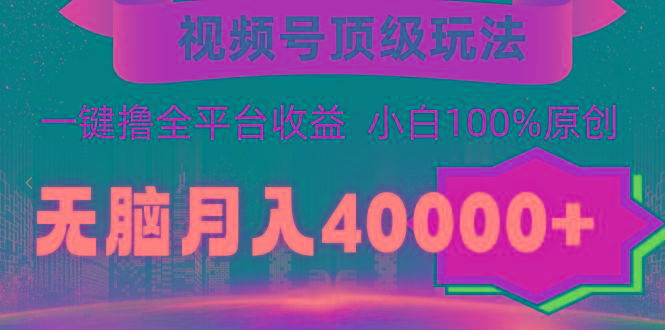 (9281期)视频号顶级玩法，无脑月入40000+，一键撸全平台收益，纯小白也能100%原创