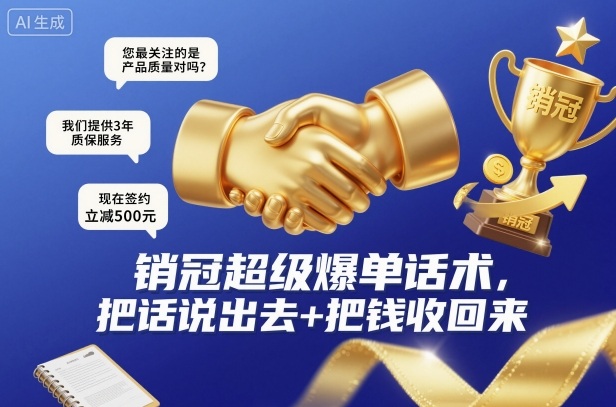 销冠超级爆单话术,把话说出去+把钱收回来