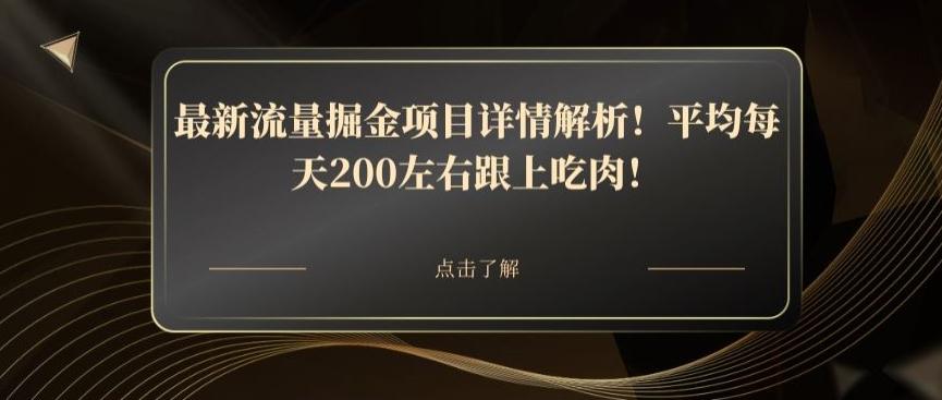 最新流量掘金项目详情解析！平均每天200左右跟上吃肉！