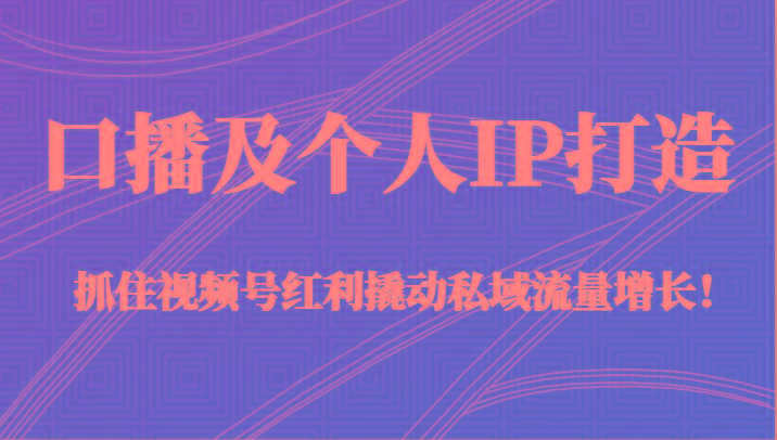 口播及个人IP打造，抓住视频号红利撬动私域流量增长！（45节课）